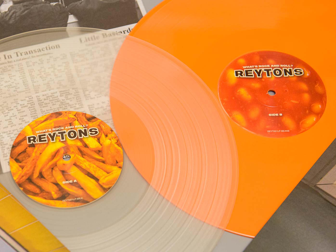 crystal clear vinyl, and orange Vinyl records